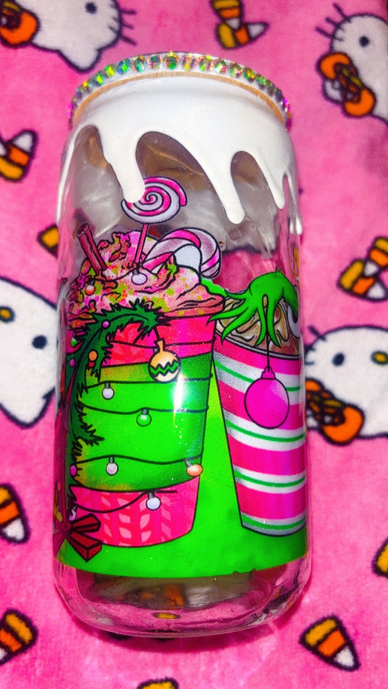 Grinch Christmas glass tumbler