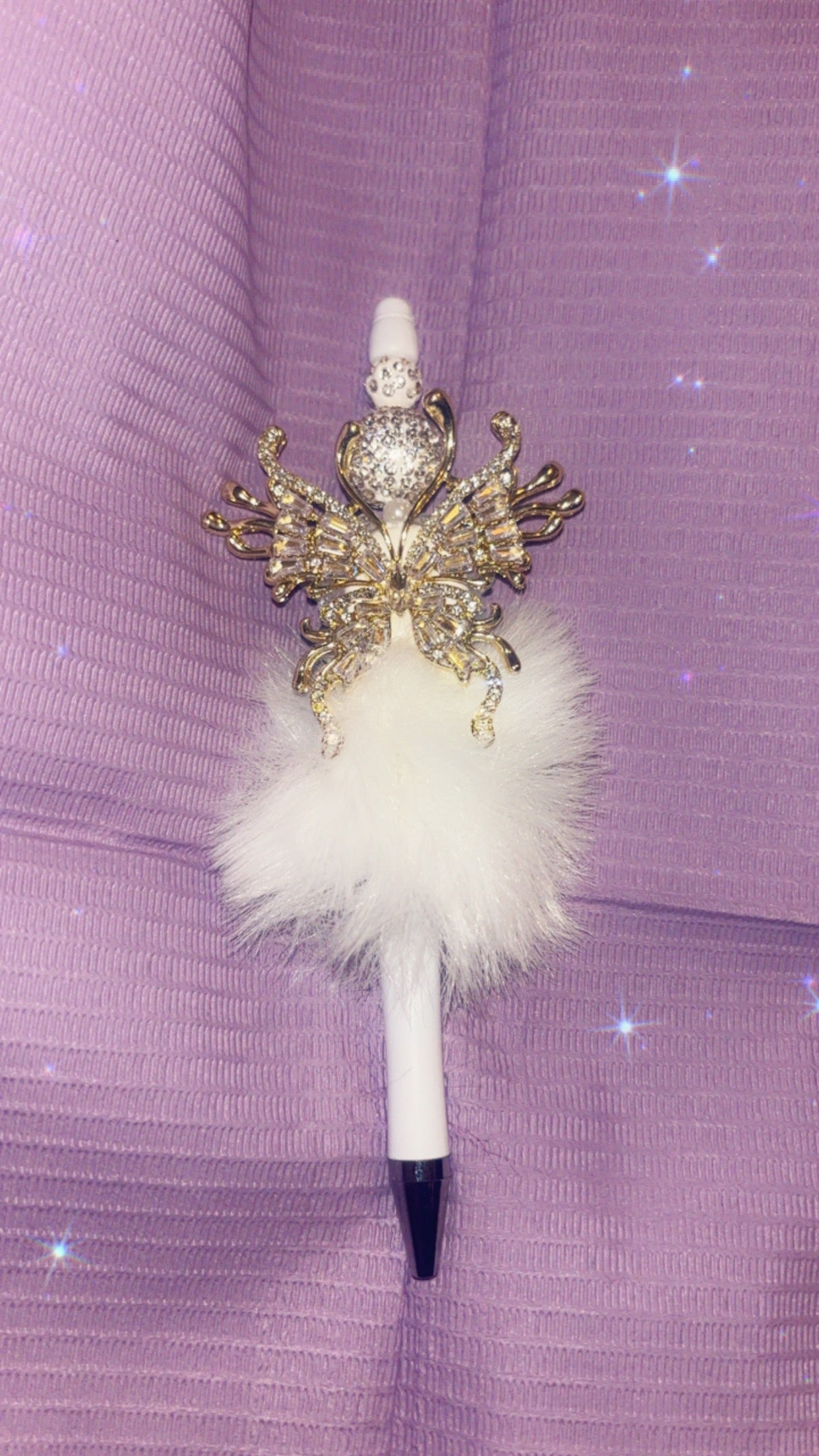 fluffy butterfly pen