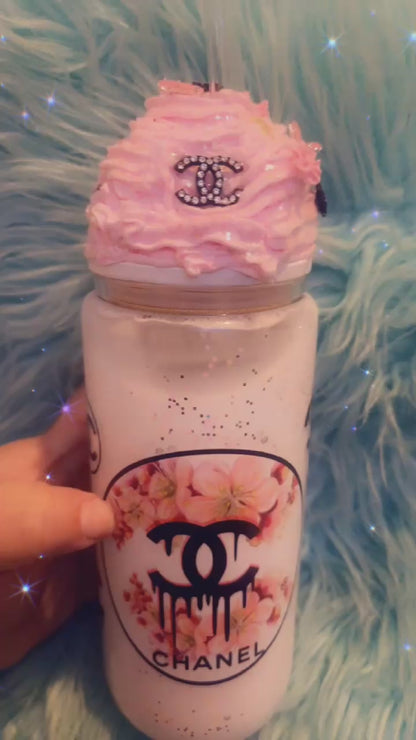 glass CC tumbler with whipped top